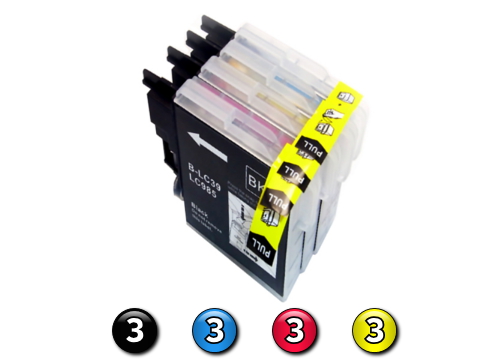 12 Pack Combo Compatible Brother LC39 (3BK/3C/3M/3Y) ink cartridges
